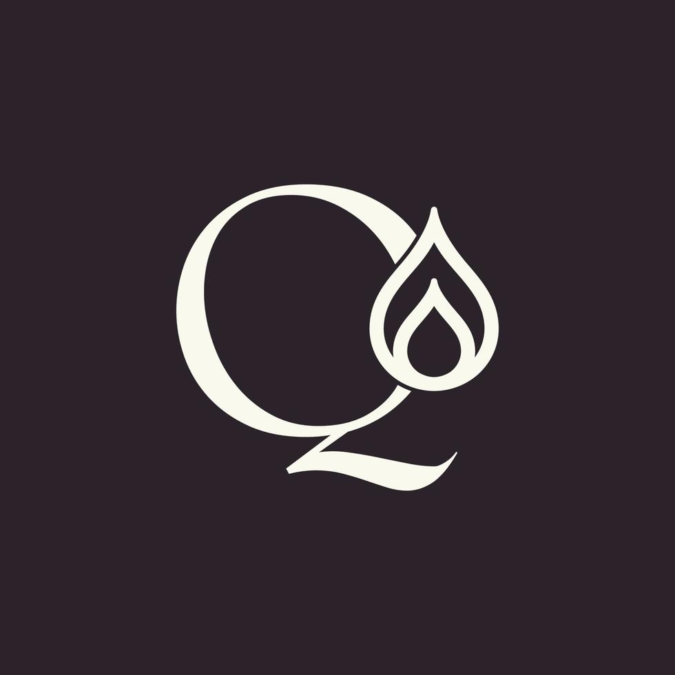 aqua drop beauty logo letter Q vector