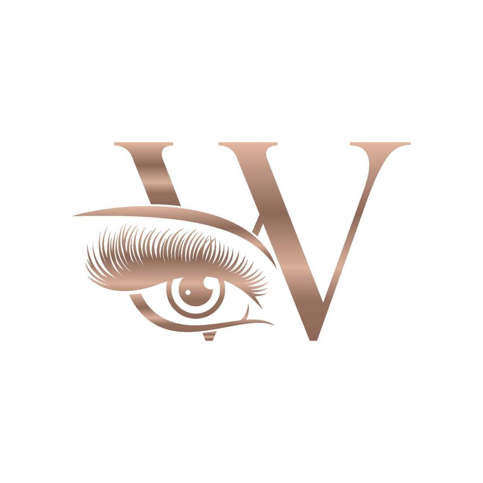 logotipo de pestañas de belleza de lujo letra w vector