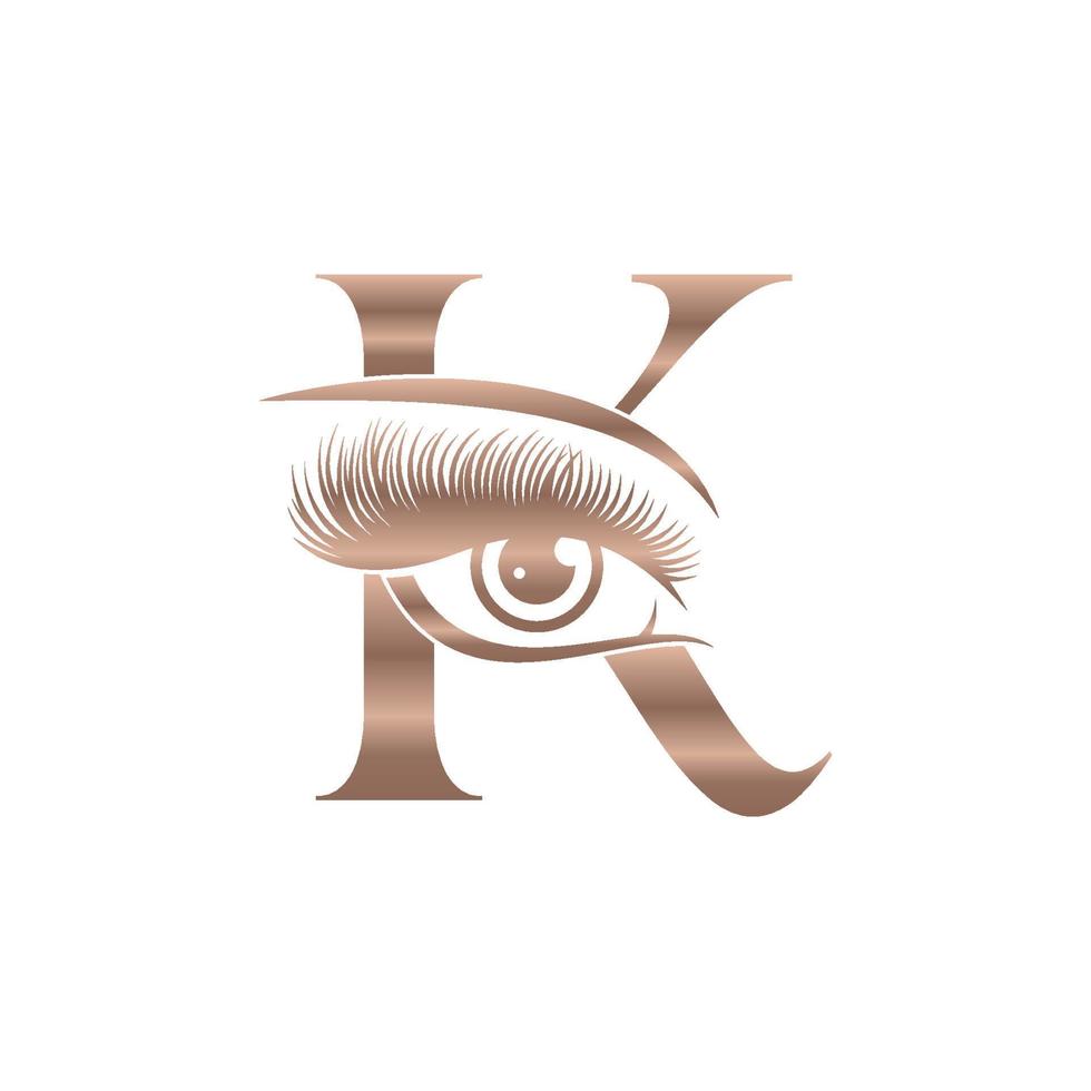 logotipo de pestañas de belleza de lujo letra k vector