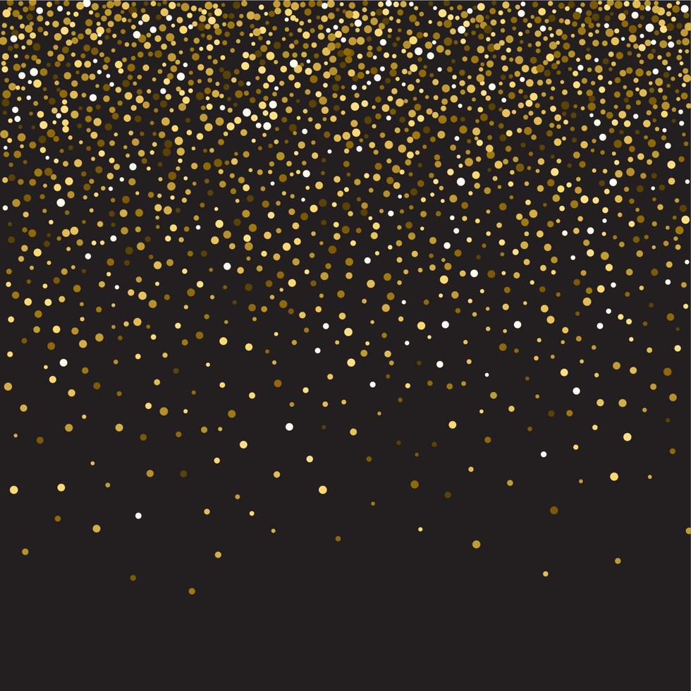 Gold glitter shine texture on a black background. Golden explosion of confetti. Golden abstract particles on a dark background. Isolated Design element. Vector illustration.