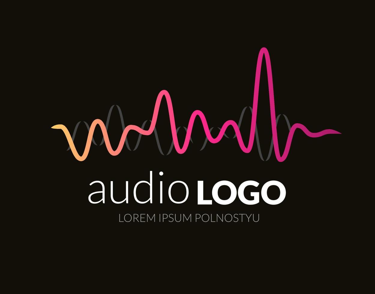 Logo template sound wave, studio, music, dj, audio system, store, market, party. Brand, branding, company, corporate, identity, logotype. Clean and modern style design vector