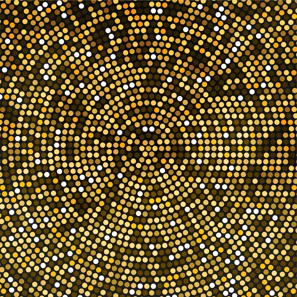 Vector Gold Disco lights background. Round golden mosaic concept