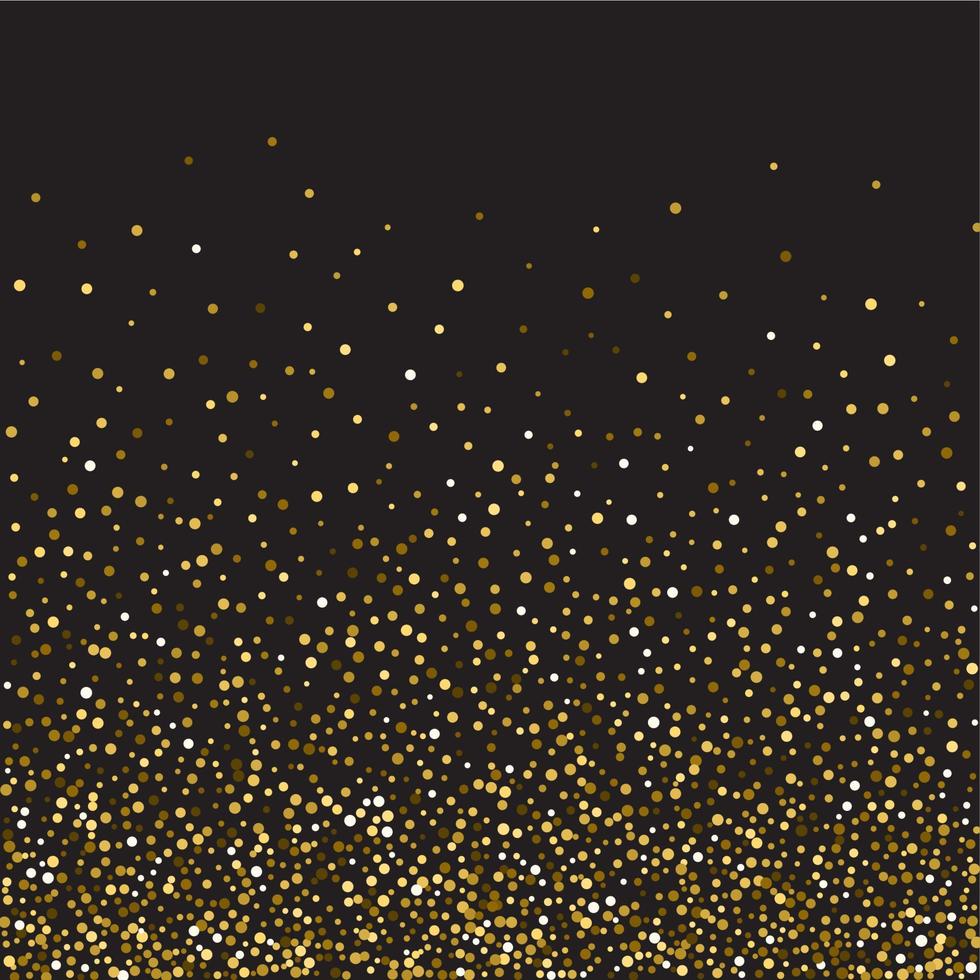 Golden glitter shine texture on a black background. Golden explosion of Confetti. Golden abstract particles on a dark background. Isolated Holiday Design elements. Vector illustration.