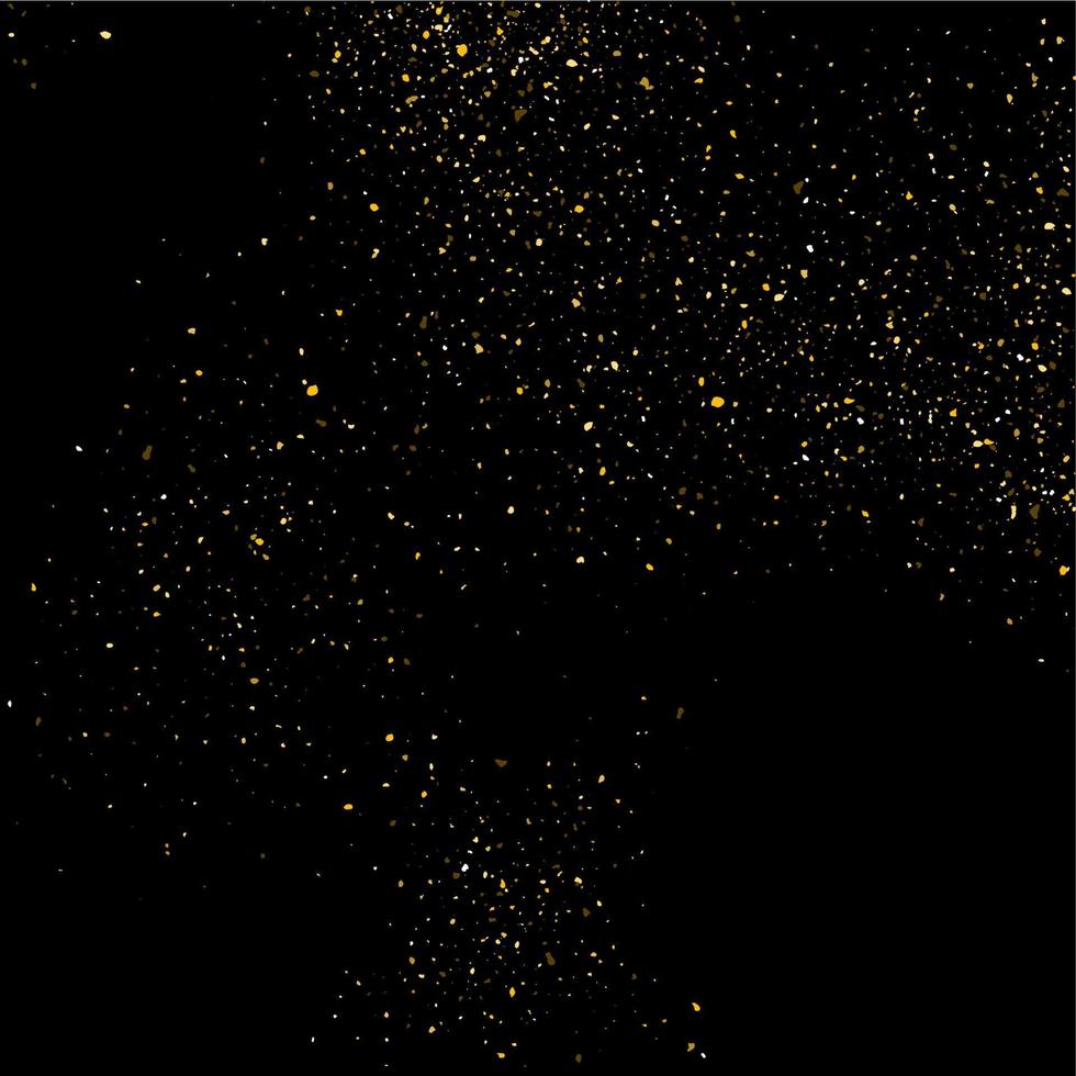 Golden glitter shine texture on a black background. Golden explosion of Confetti. Golden abstract particles on a dark background. Isolated Holiday Design elements. Vector illustration.