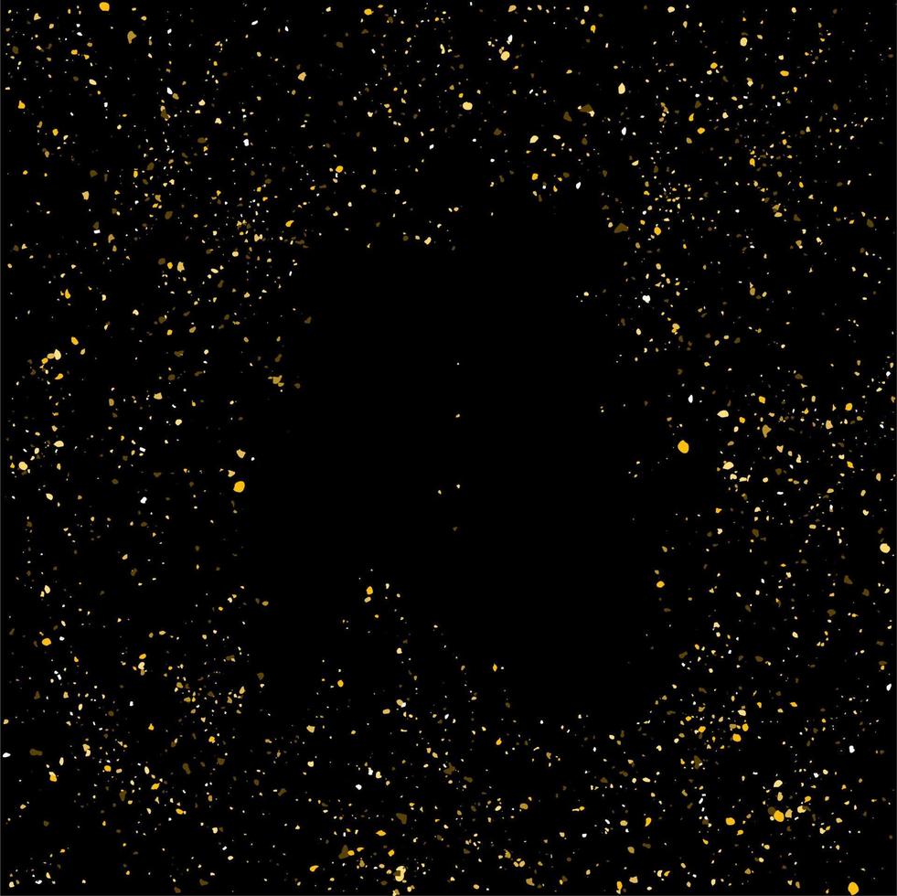 textura de brillo dorado sobre un fondo negro. explosión dorada de confeti. partículas abstractas doradas sobre un fondo oscuro. elementos de diseño de vacaciones aislados. ilustración vectorial vector