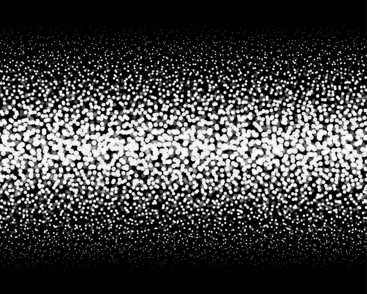 Gradient Dotted Background on Black. Horizontal Dotwork pattern background. Vector Illustration.