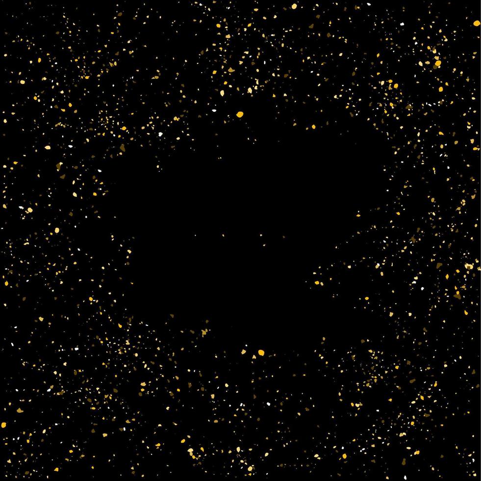 textura de brillo dorado sobre un fondo negro. explosión dorada de confeti. partículas abstractas doradas sobre un fondo oscuro. elementos de diseño de vacaciones aislados. ilustración vectorial vector