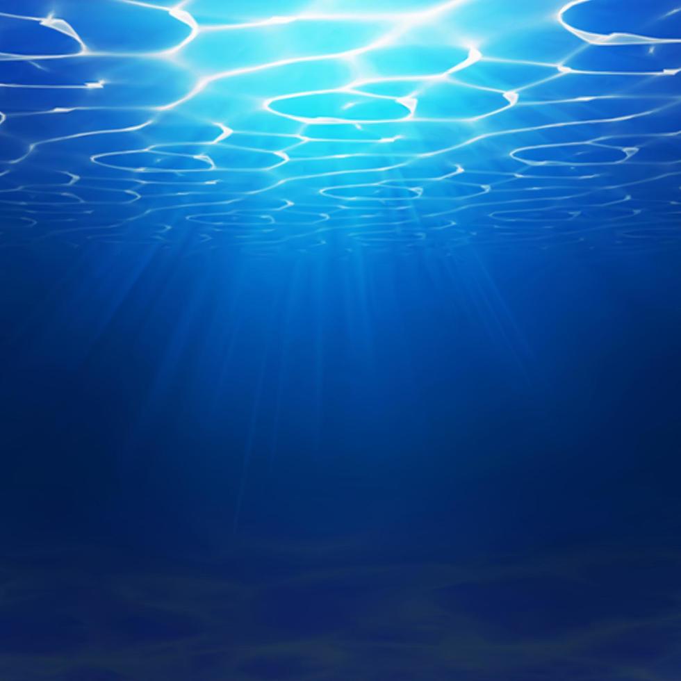 Ilustración de fondo submarino abstracto con ondas de agua. telón de fondo realista del inframundo azul. océano o fondo marino. ilustración de vector de buceo de verano