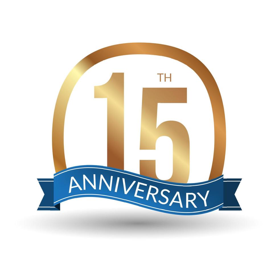 15 years anniversary experience gold label, vector illustration