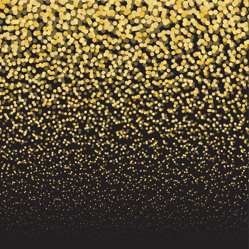 Gold glitter shine texture on a black background. Golden explosion of confetti. Golden abstract particles on a dark background. Isolated Design element. Vector illustration.