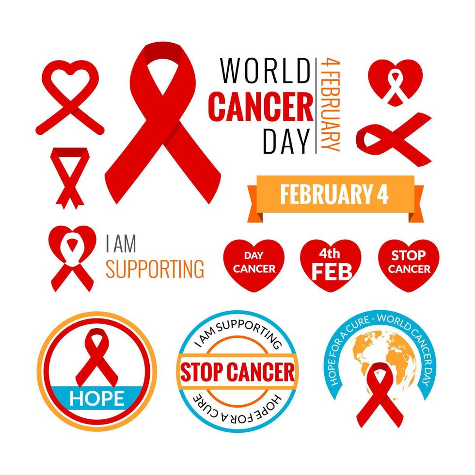 World Cancer Day elements collection. Vector illustration