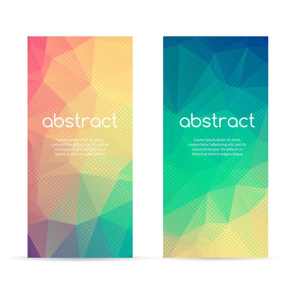 conjunto de banners geométricos coloridos triangulares poligonales para un diseño moderno juvenil innovador vector