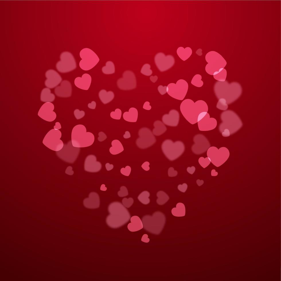 fondo rojo de vacaciones de san valentín con corazones vector