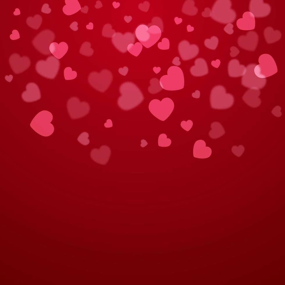 Red Valentine day, wedding holiday background with hearts vector