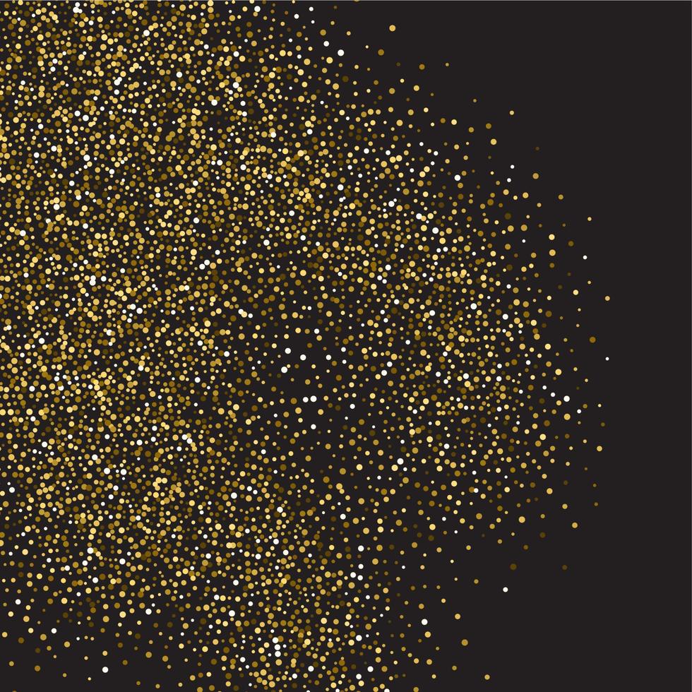 Golden glitter shine texture on a black background. Golden explosion of Confetti. Golden abstract particles on a dark background. Isolated Holiday Design elements. Vector illustration.