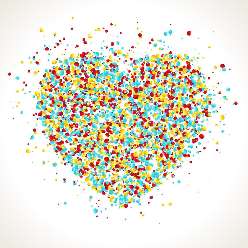 Heart shape with dots inside, confetti background vector illustration