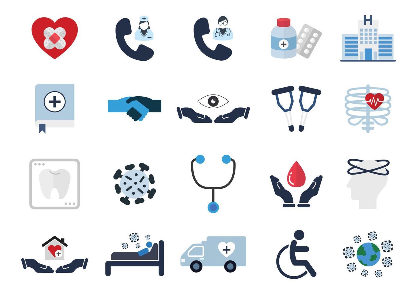 medical flat icons elements vector design