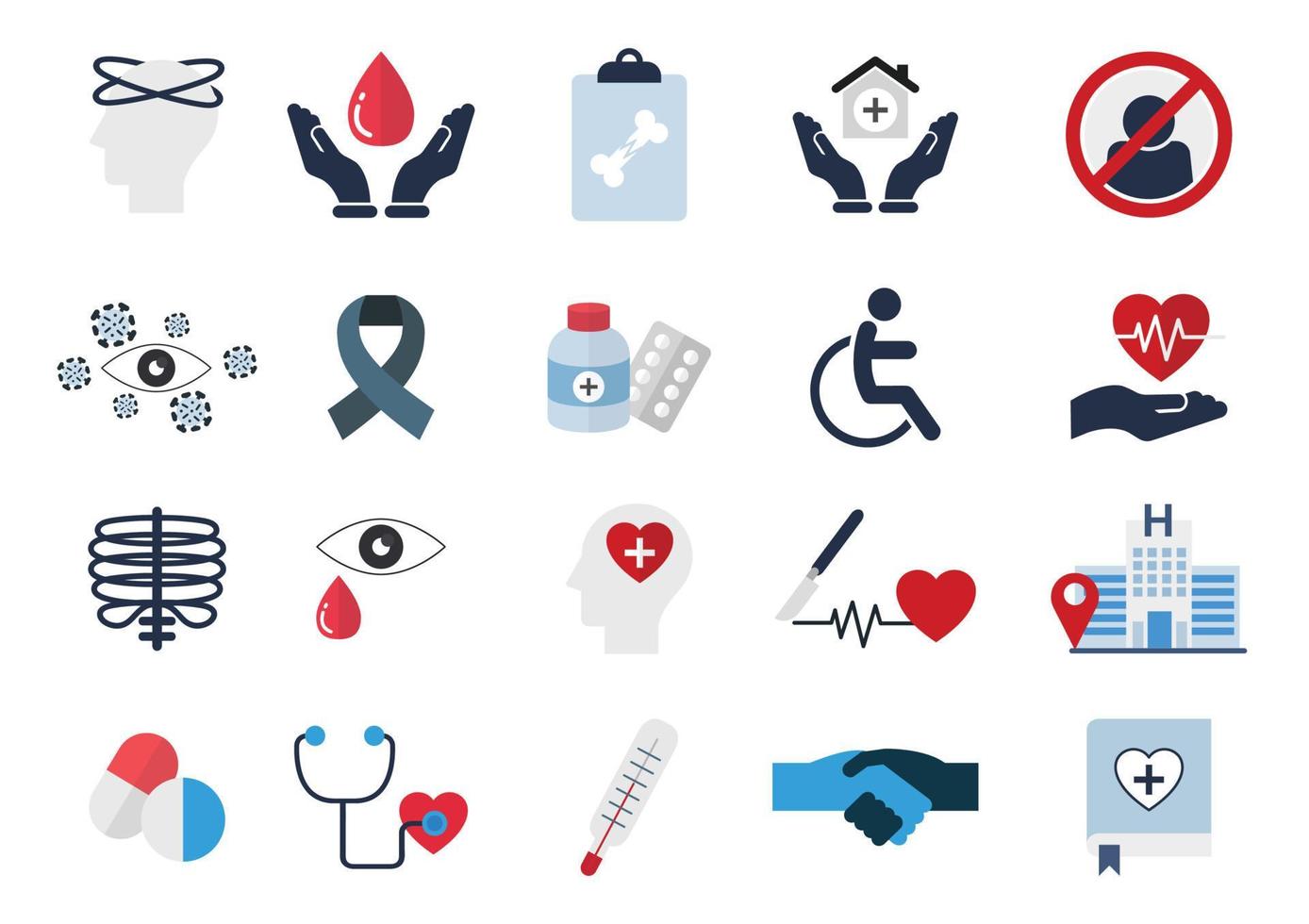 vector de iconos planos médicos