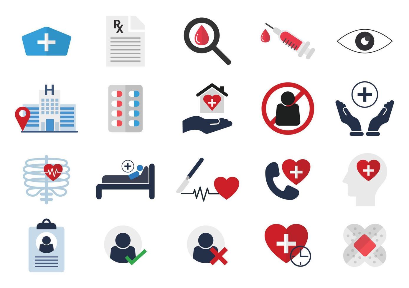 medical flat icons elements vector set