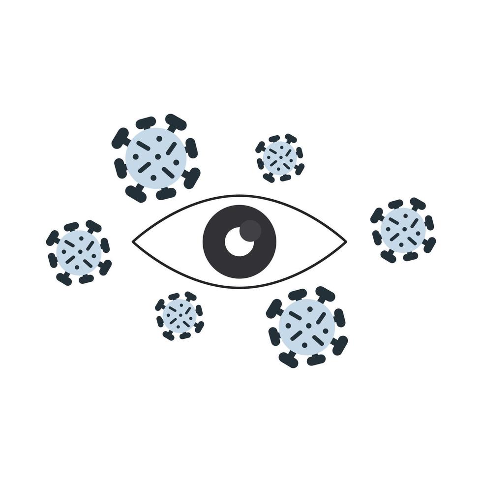 vector de elementos de iconos planos médicos de virus ocular