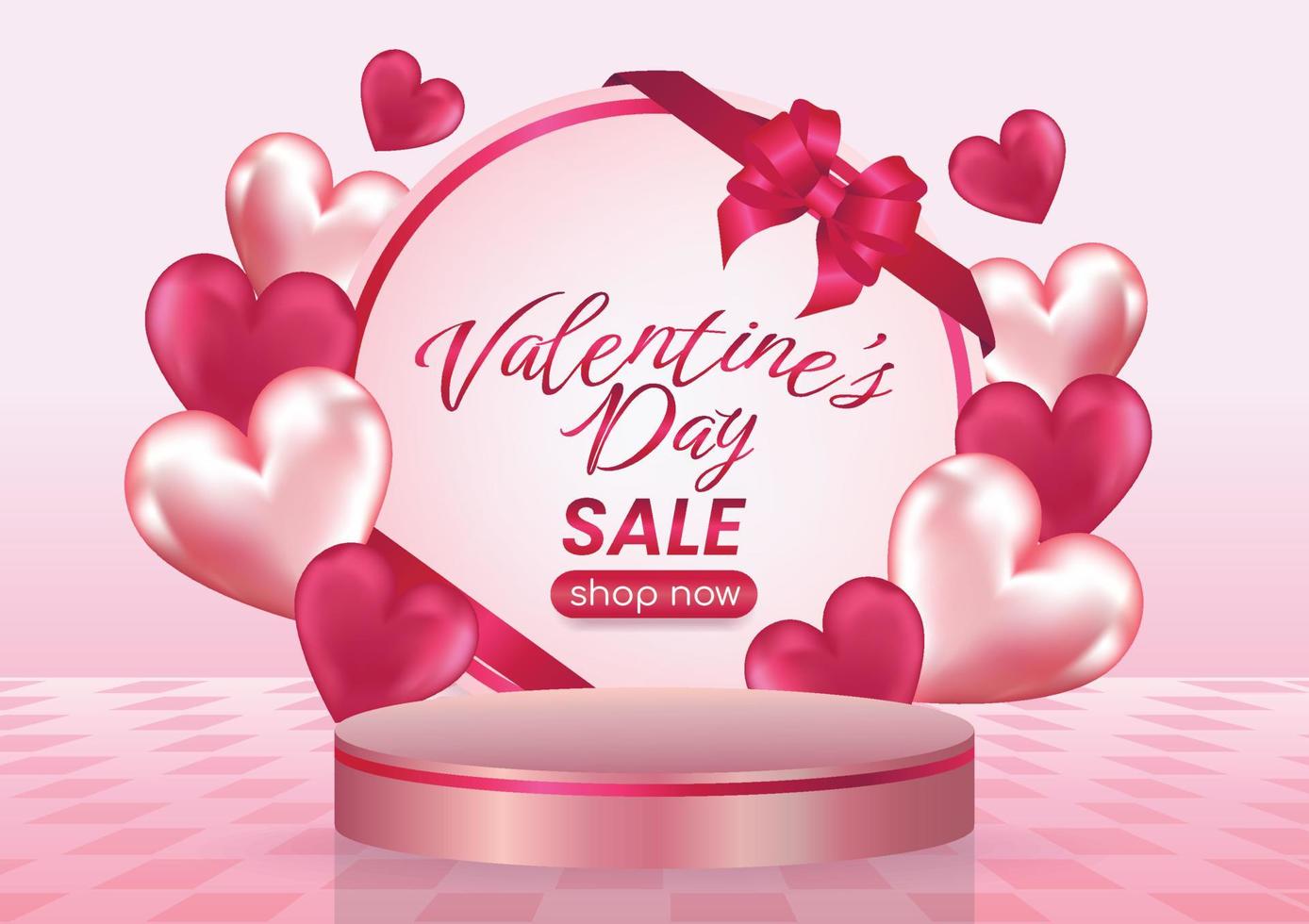 valentine's day sale pink display website banner background design vector