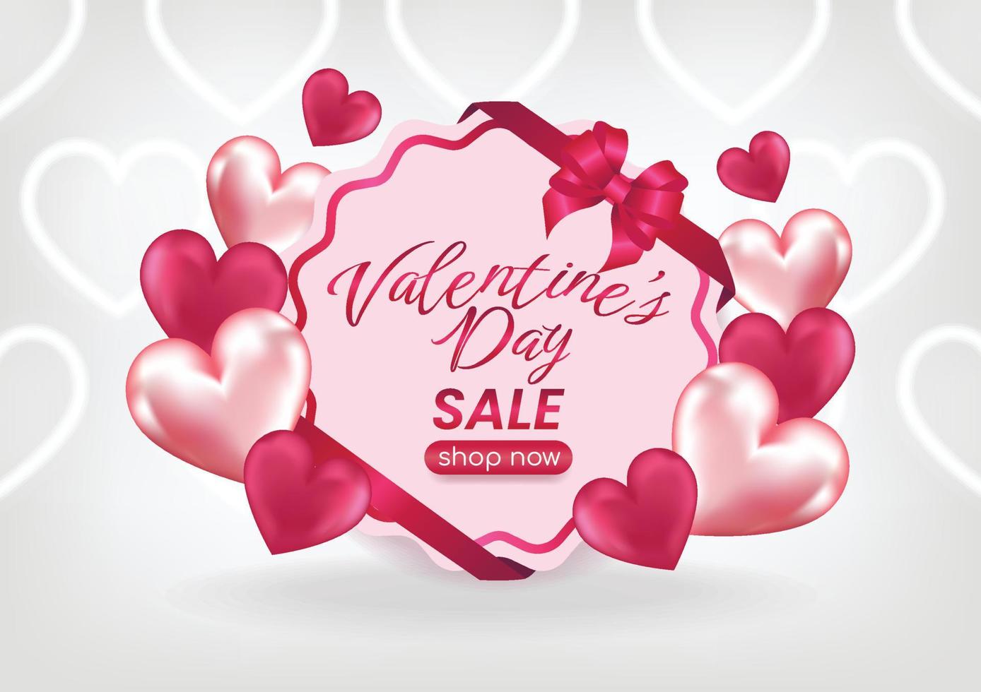 valentine's day sale display website cute banner background vector