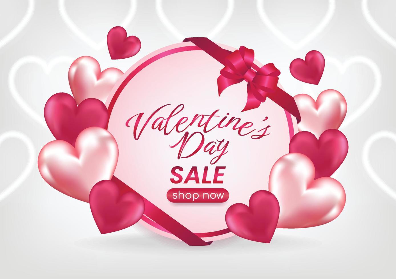 valentine's day sale display website banner white hearts background vector