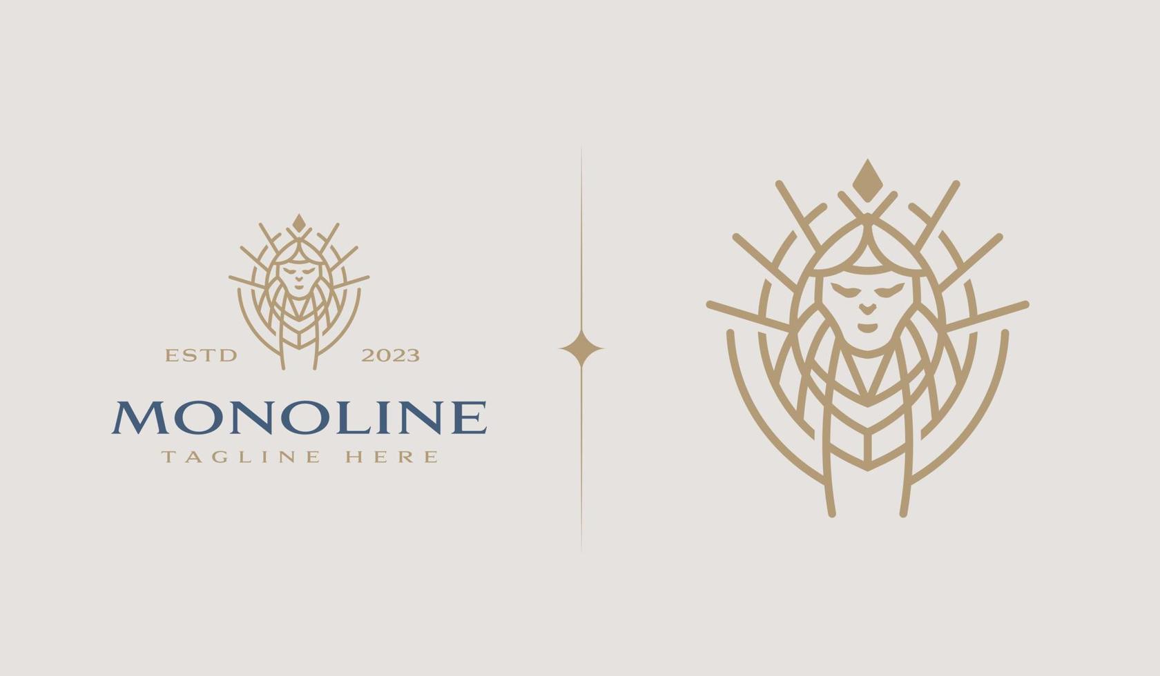 ilustración del logotipo monoline vintage de la reina. símbolo premium creativo universal. plantilla de logotipo de icono de signo vectorial. ilustración vectorial vector