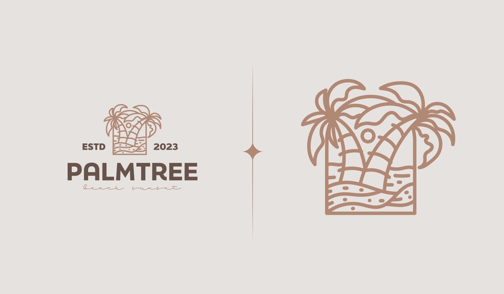 Palm Tree Beach Monoline Logo. Universal creative premium symbol. Vector sign icon logo template. Vector illustration