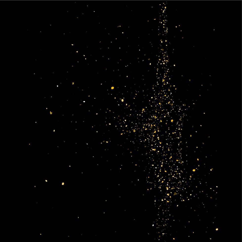 Golden glitter shine texture on a black background. Golden explosion of Confetti. Golden abstract particles on a dark background. Isolated Holiday Design elements. Vector illustration.