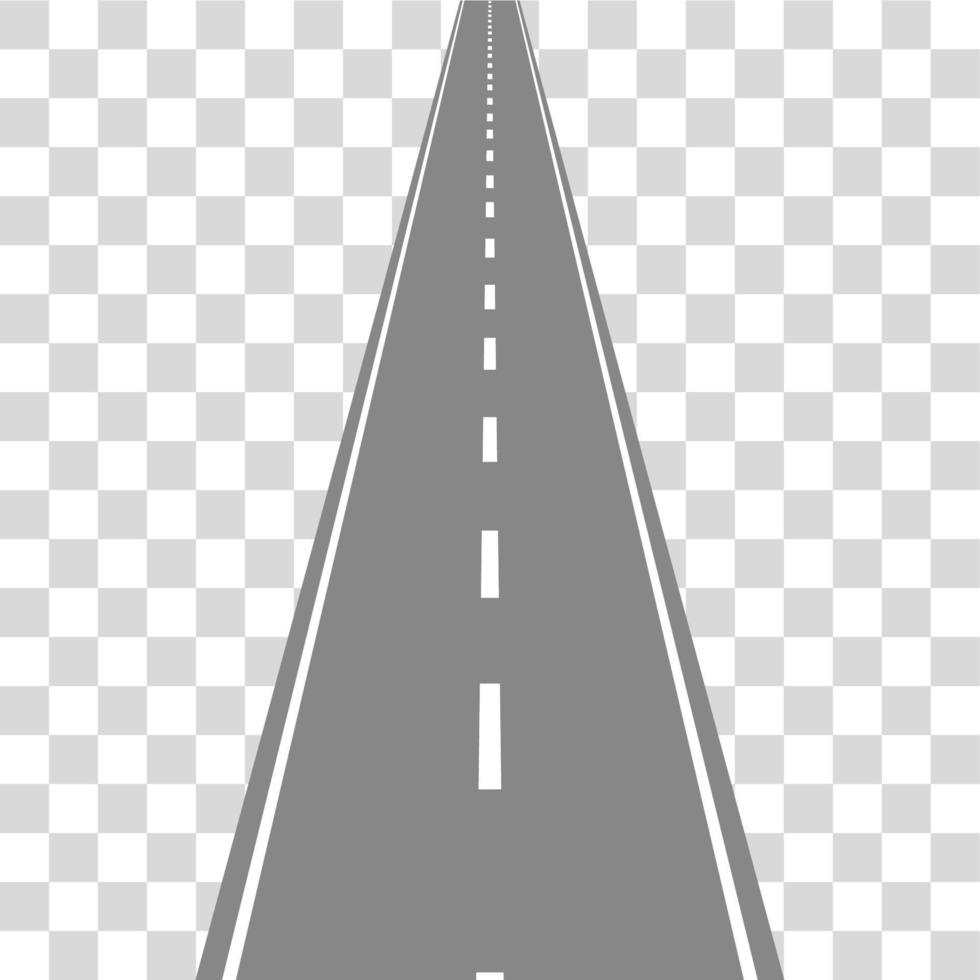 Straight Road on transparent grid. Travel concept vector illustartion