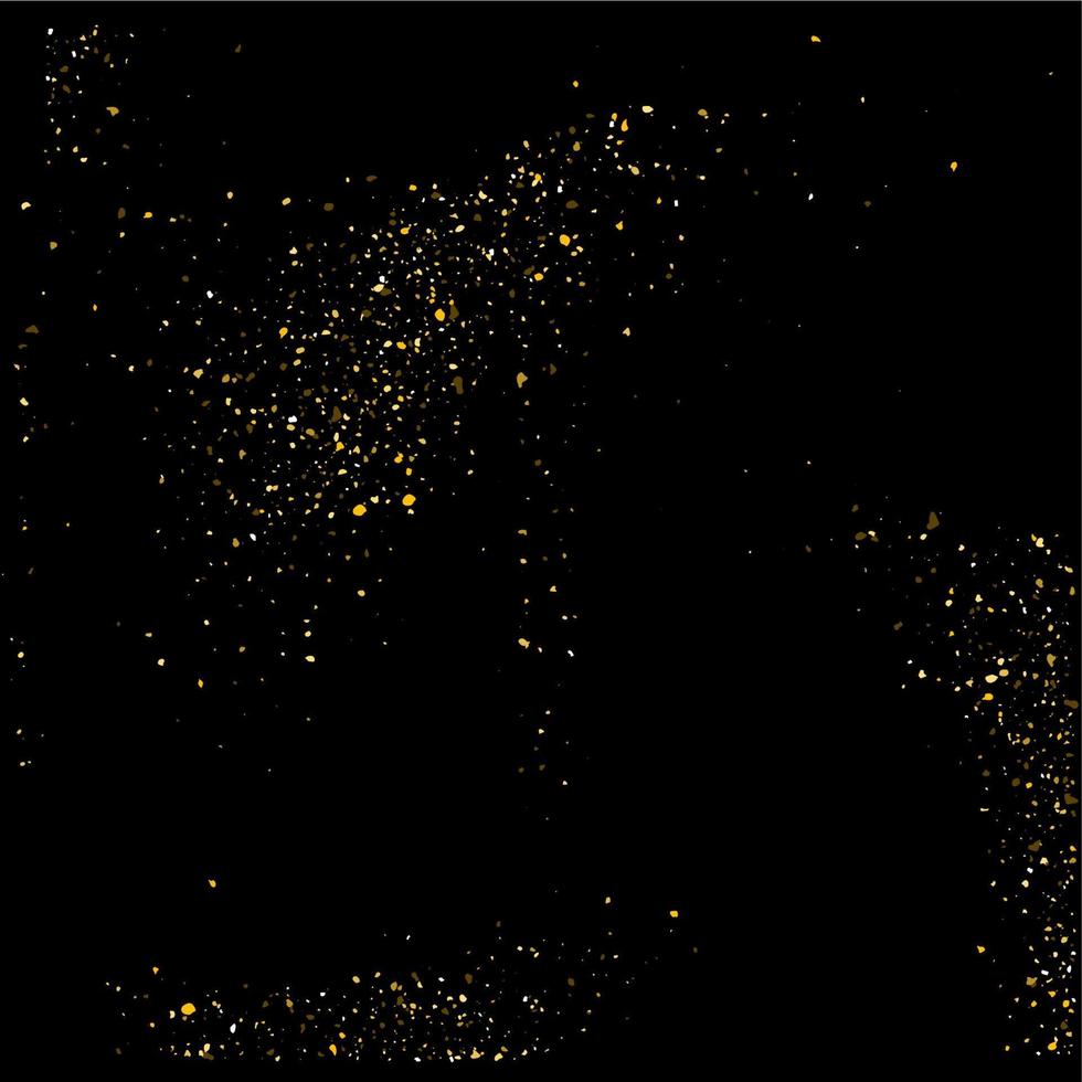 Golden glitter shine texture on a black background. Golden explosion of Confetti. Golden abstract particles on a dark background. Isolated Holiday Design elements. Vector illustration.