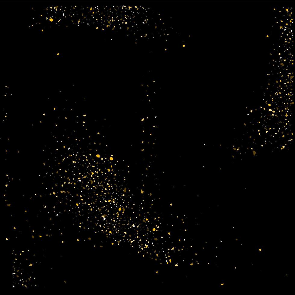 textura de brillo dorado sobre un fondo negro. explosión dorada de confeti. partículas abstractas doradas sobre un fondo oscuro. elementos de diseño de vacaciones aislados. ilustración vectorial vector