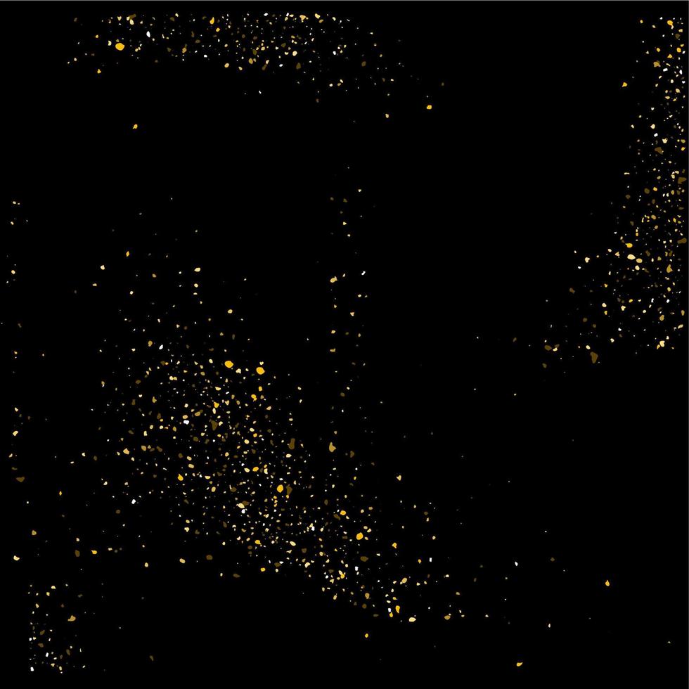Golden glitter shine texture on a black background. Golden explosion of Confetti. Golden abstract particles on a dark background. Isolated Holiday Design elements. Vector illustration.