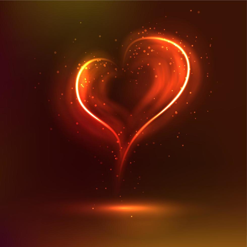 Valentine heart, glowing romantic flame in dark, valentines day background for invitation card flyer cover magazine or book vector