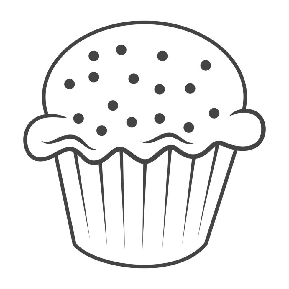 ilustración de contorno de vector de cupcake