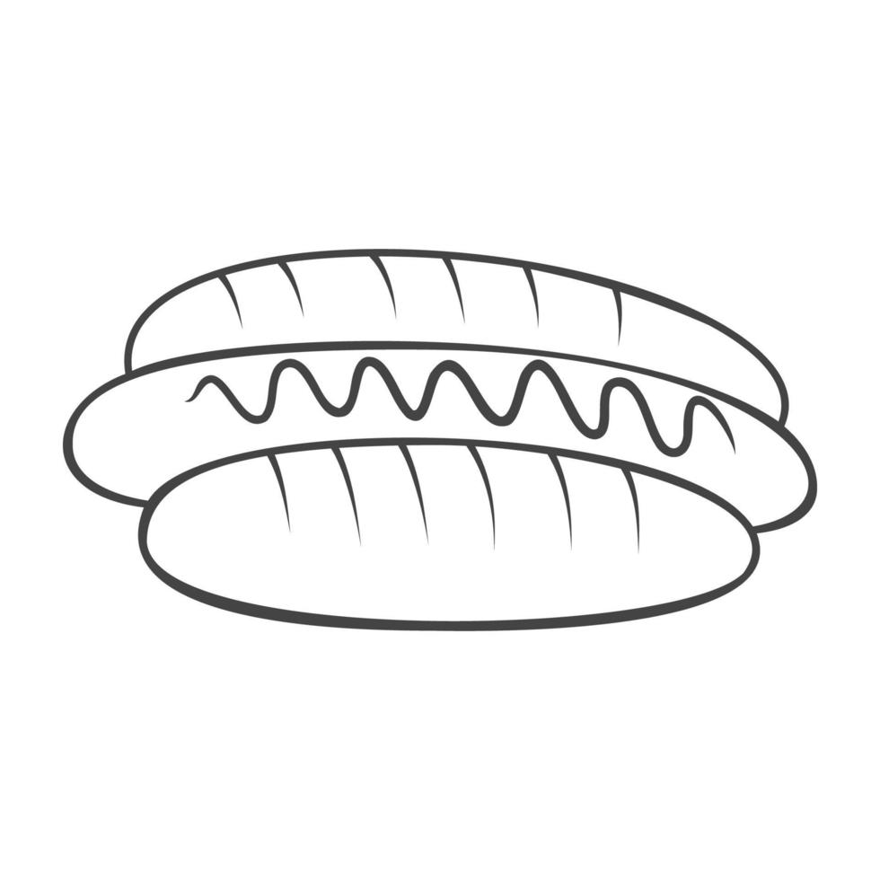 Hot dog vector outline illustration