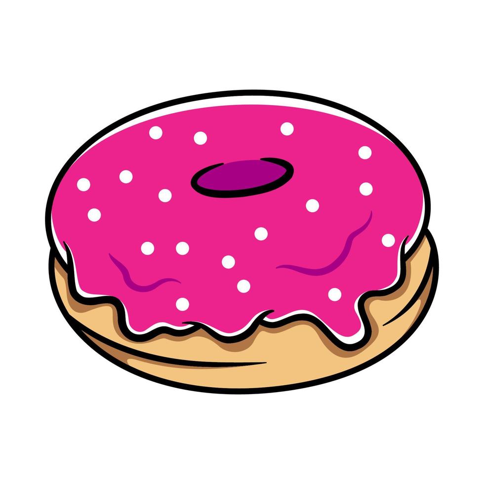 Donut with pink glaze. Donut icon, donut vector illustration
