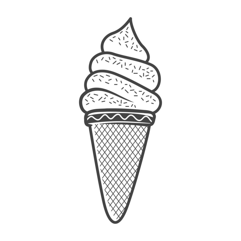 Ice cream cone vector outline illustration