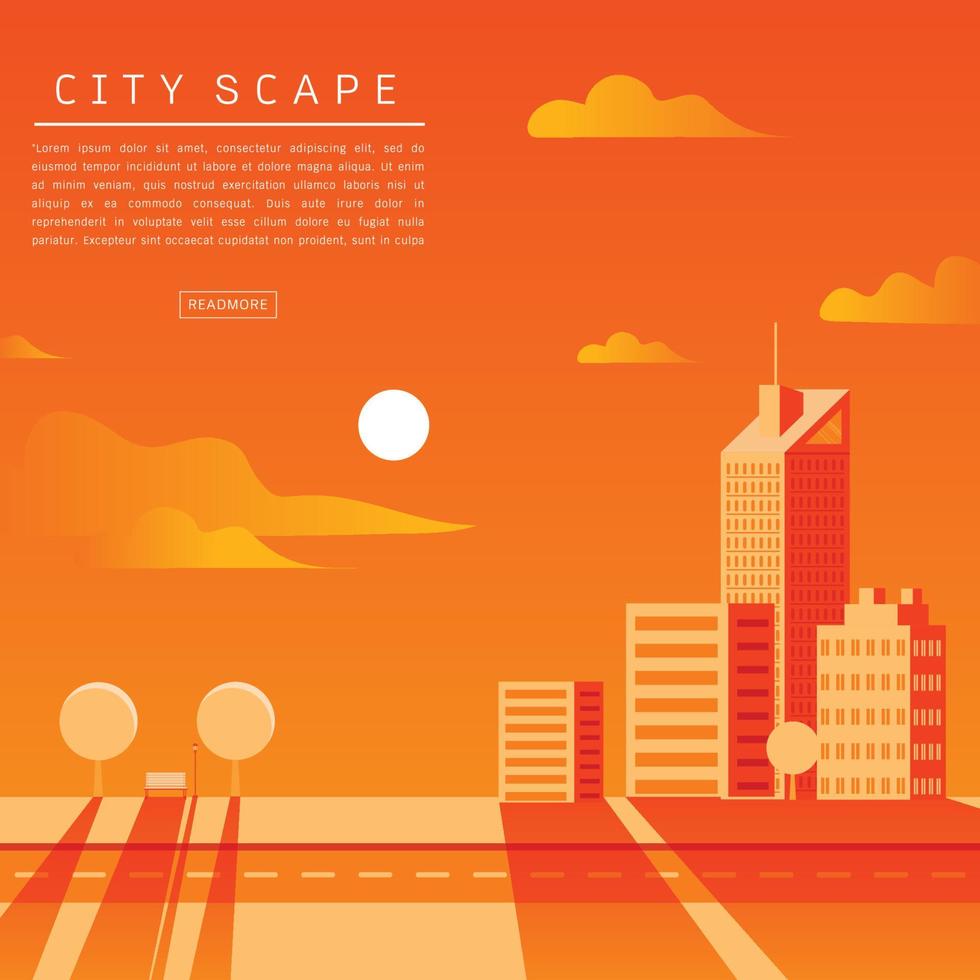 ilustración plana de vector de paisaje urbano.