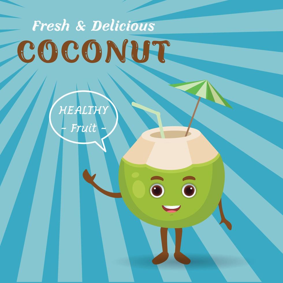 Cute coconut character vector