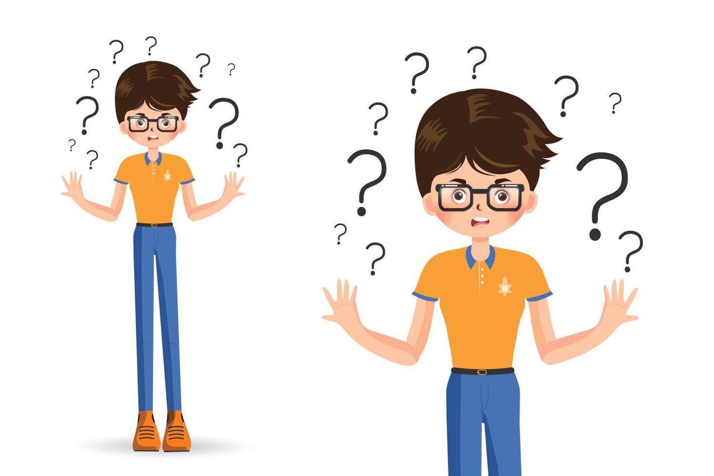 Confused child, shrugging shoulders vector