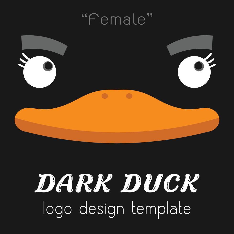 logotipo plano de pato oscuro femenino vector