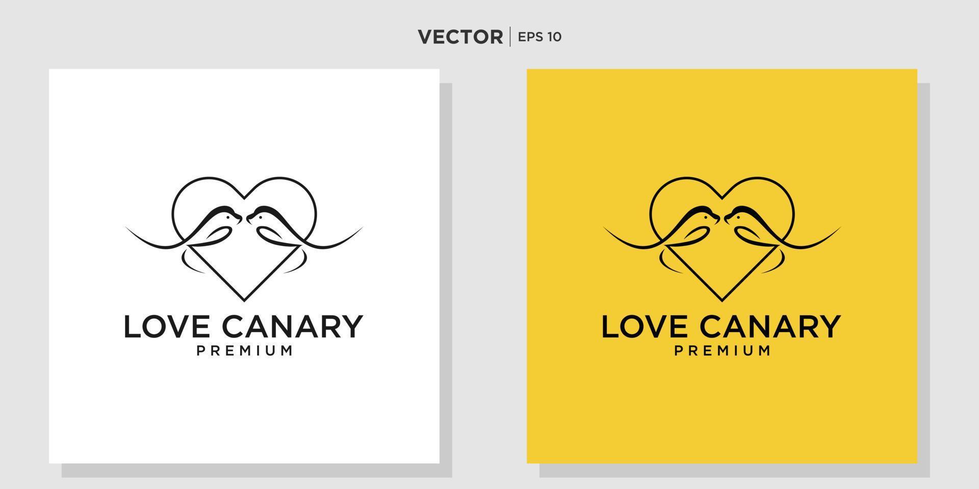 logotipo de diseño de logotipo canario único con amor vector