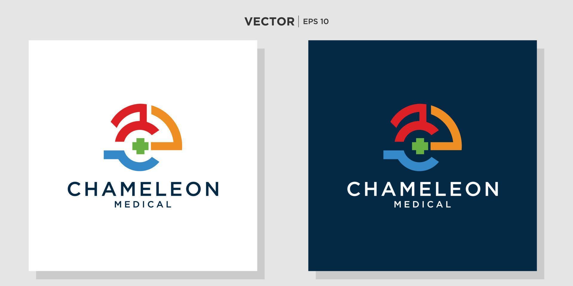 chameleon logo illustration with monoline style, vector illustration