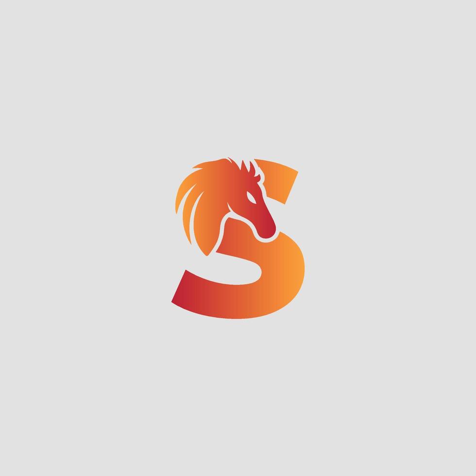 Initial letter S with horse vector logo design. Horse Letter S Illustration Template Icon emblem Isolated.