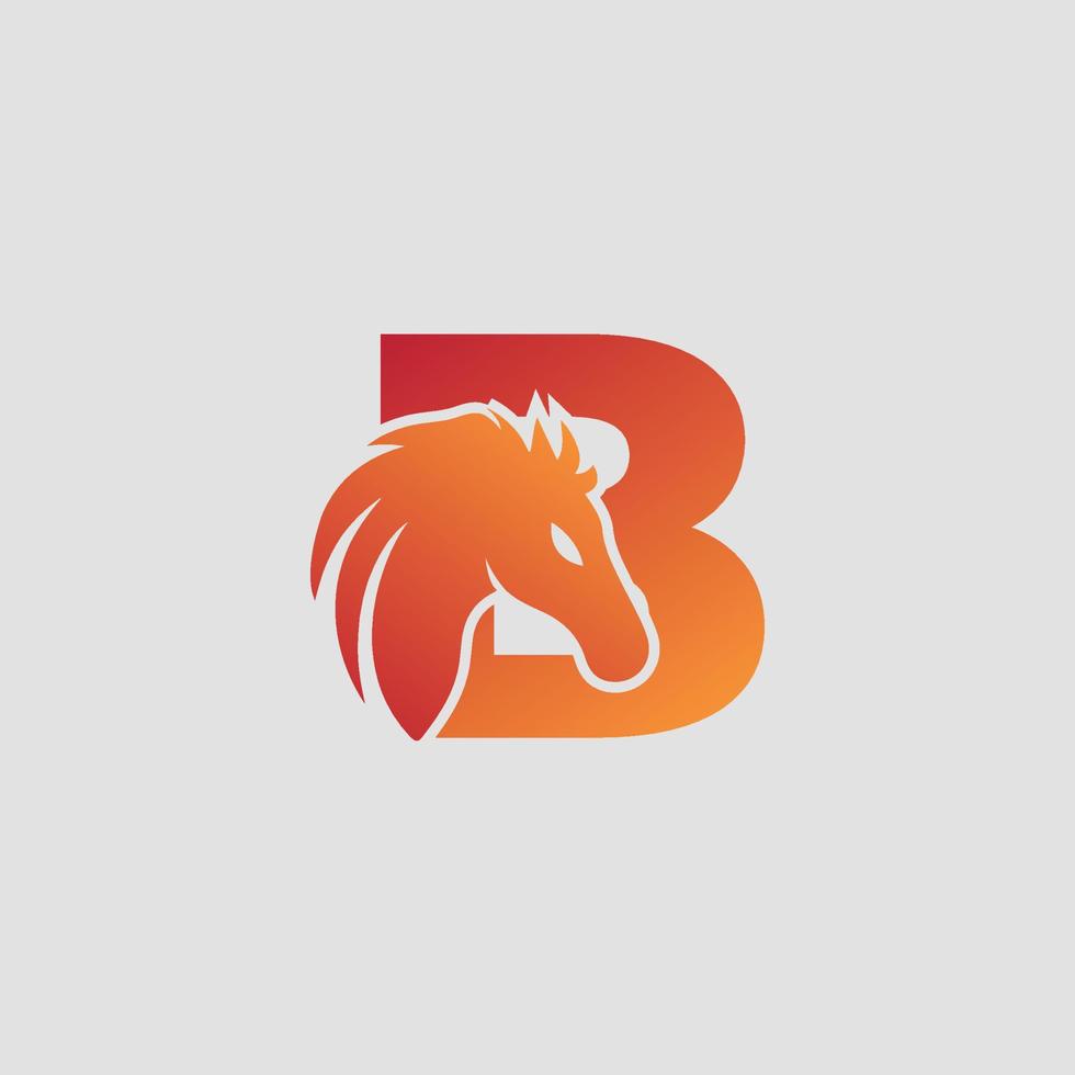 Initial letter B with horse vector logo design. Horse Letter B Illustration Template Icon emblem Isolated.