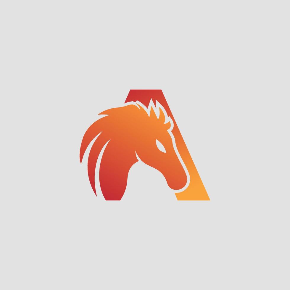 Initial letter A with horse vector logo design. Horse Letter A Illustration Template Icon emblem Isolated.