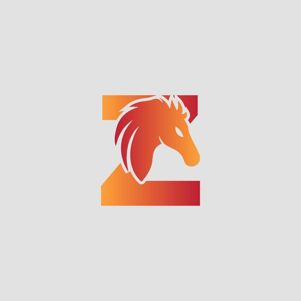 Initial letter Z with horse vector logo design. Horse Letter Z Illustration Template Icon emblem Isolated.