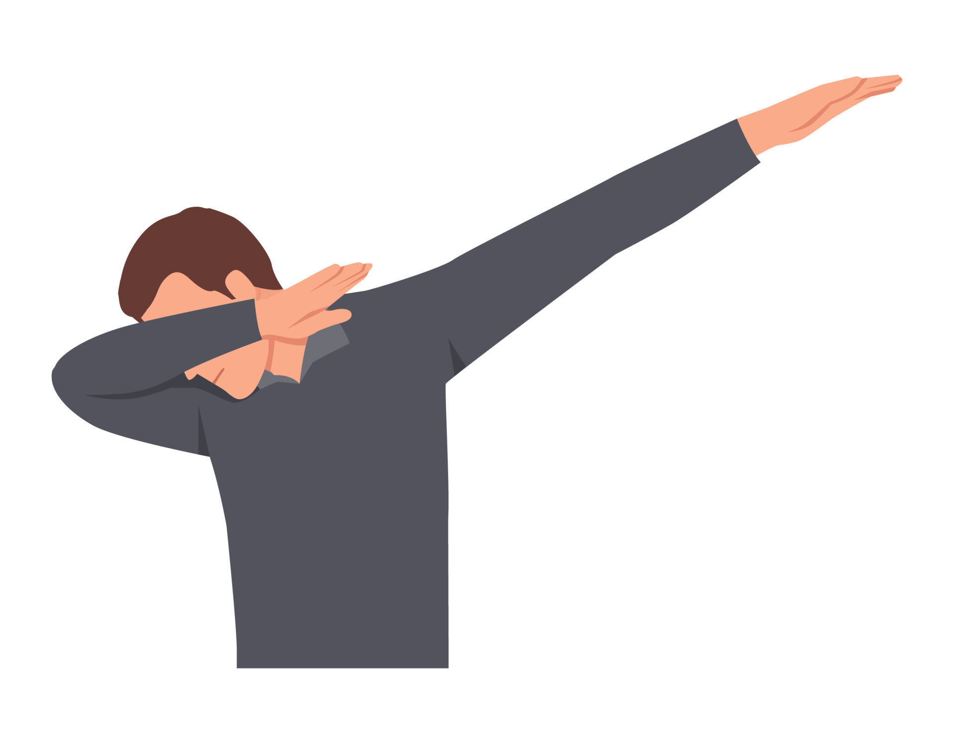 Young man dabbing. Flat vector illustration isolated on white